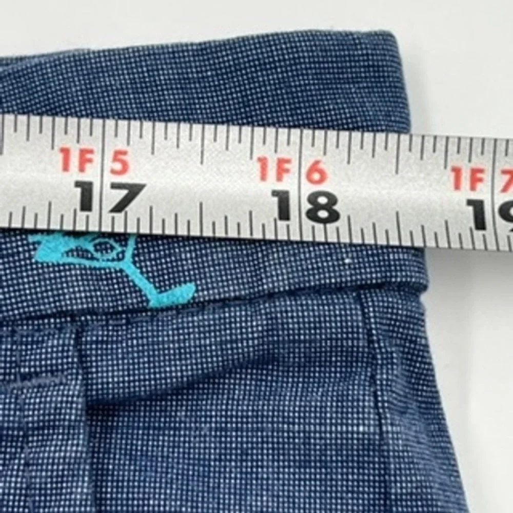Chaps Mens Blue Palm Tree Martini Embroidered Stretch Chino Shorts Size 36